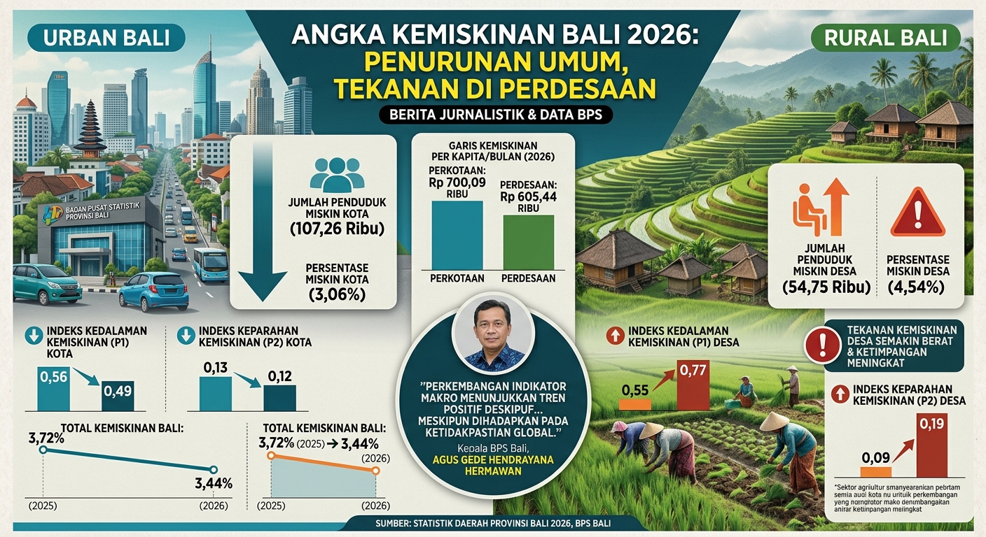 Data Badan Statistik: Kemiskinan Bali Turun Jadi 3,44 Persen