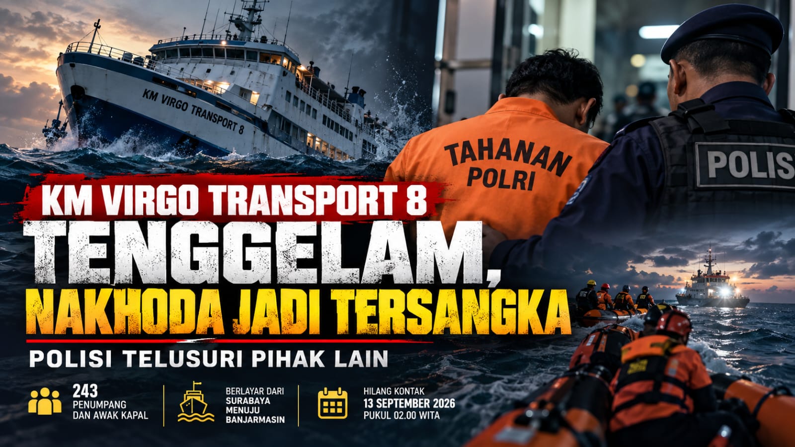 Nakhoda KM Virgo Transport 8 Jadi Tersangka, Polri Dalami Pihak Lain