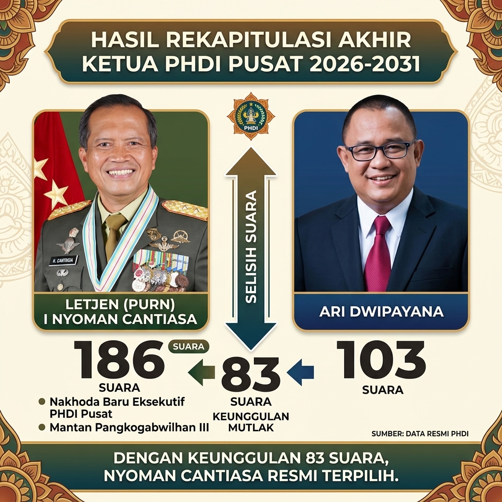 Nyoman Cantiasa Resmi Terpilih Jadi Ketua Pengurus Harian PHDI Pusat 2026–2031