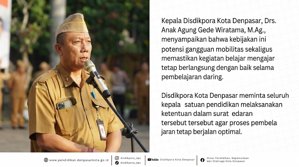 Sekolah di Denpasar Belajar Daring Selama 15–17 Oktober